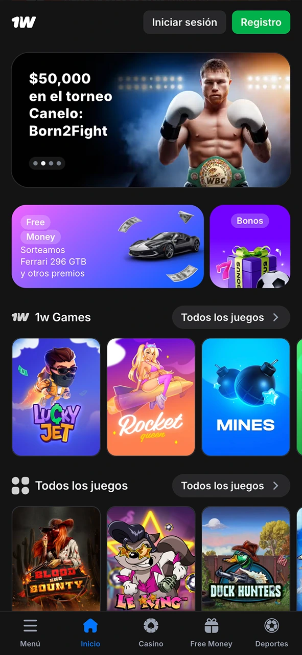 Visita la web oficial de 1Win y descarga la aplicación para iOS.