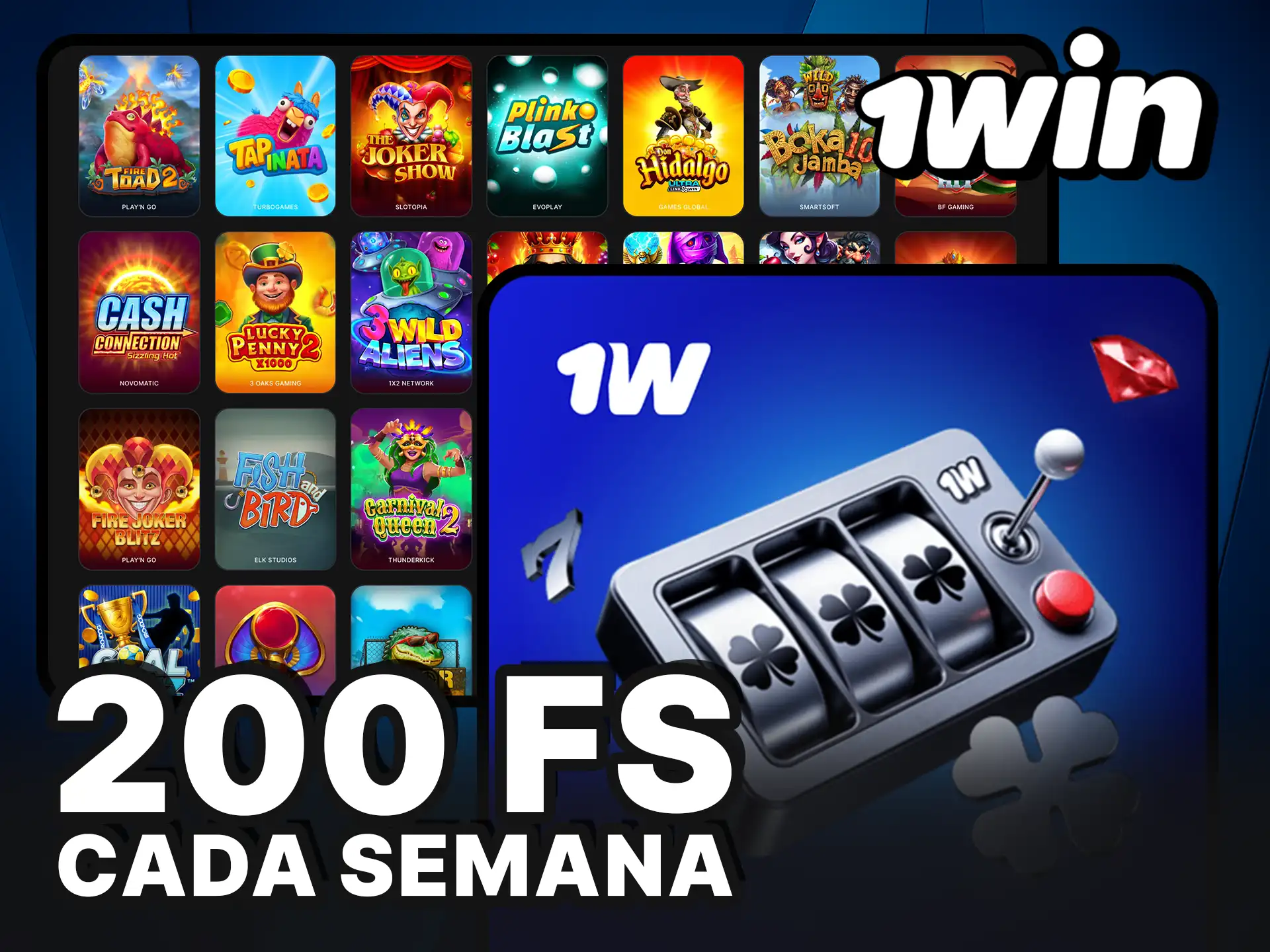 Consigue 200 FS cada semana en 1Win.
