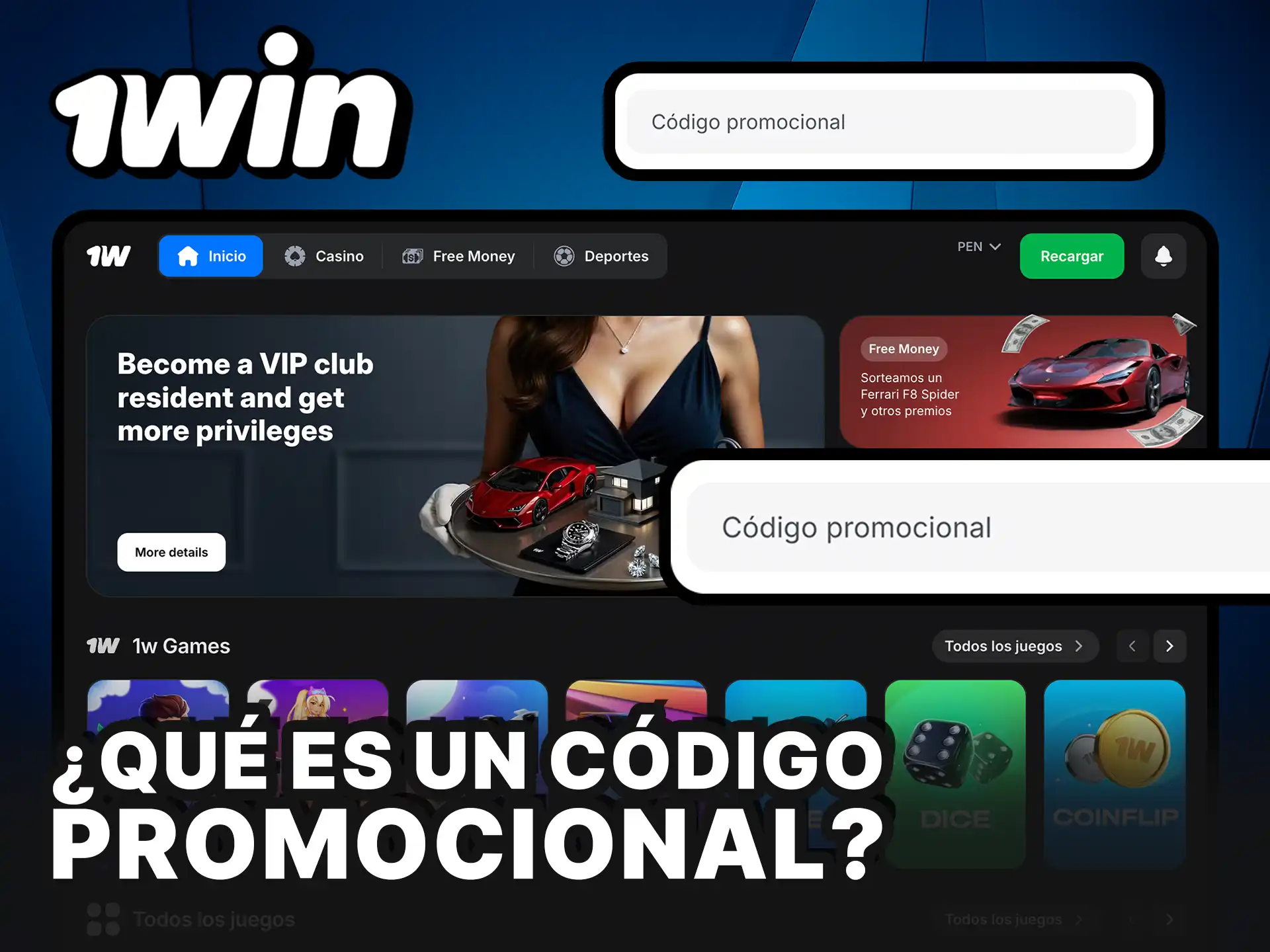 Aprende qué es un código promocional y utilízalo para ganar bonos extras en 1Win.