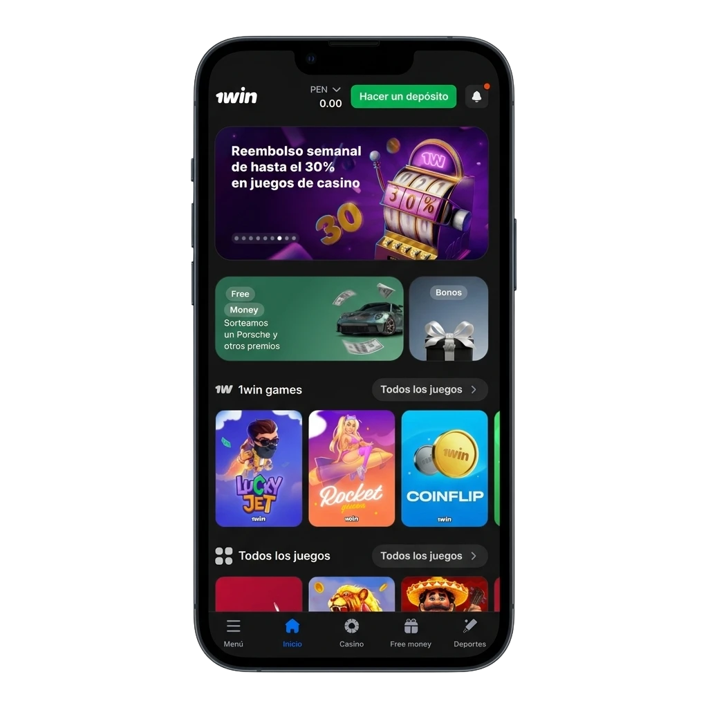 App 1win para iOS en Perú: apuestas deportivas y casino en iPhone y iPad con bono de bienvenida