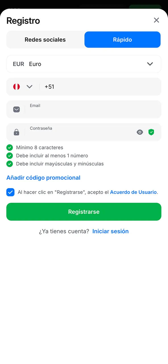 Regístrese en 1Win para empezar a apostar en Esports.