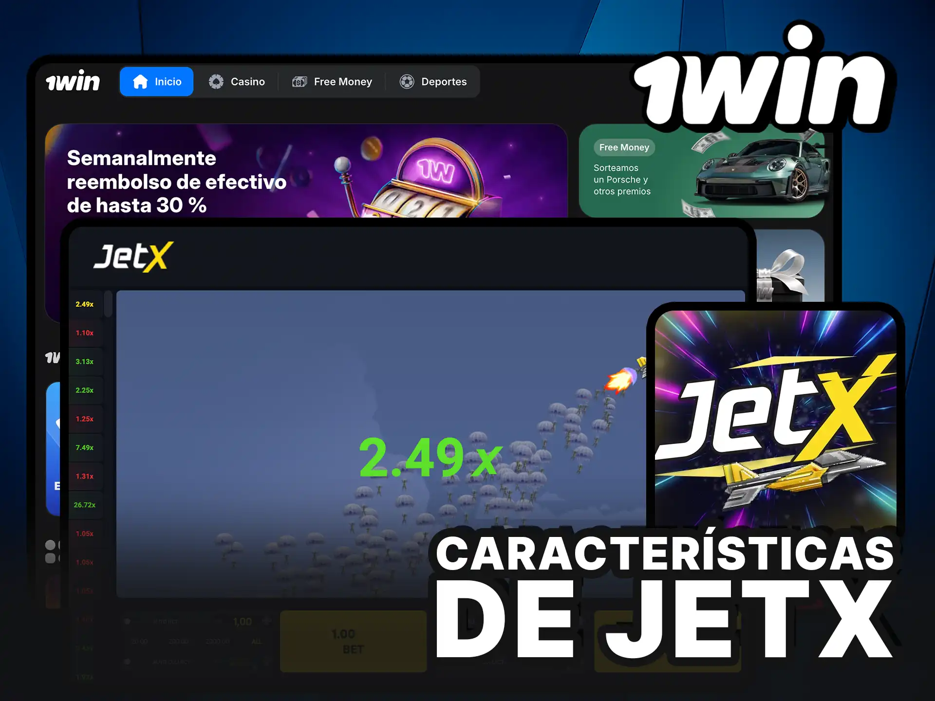 Descubre las características de JetX y aprovecha los multiplicadores para ganar en 1Win.