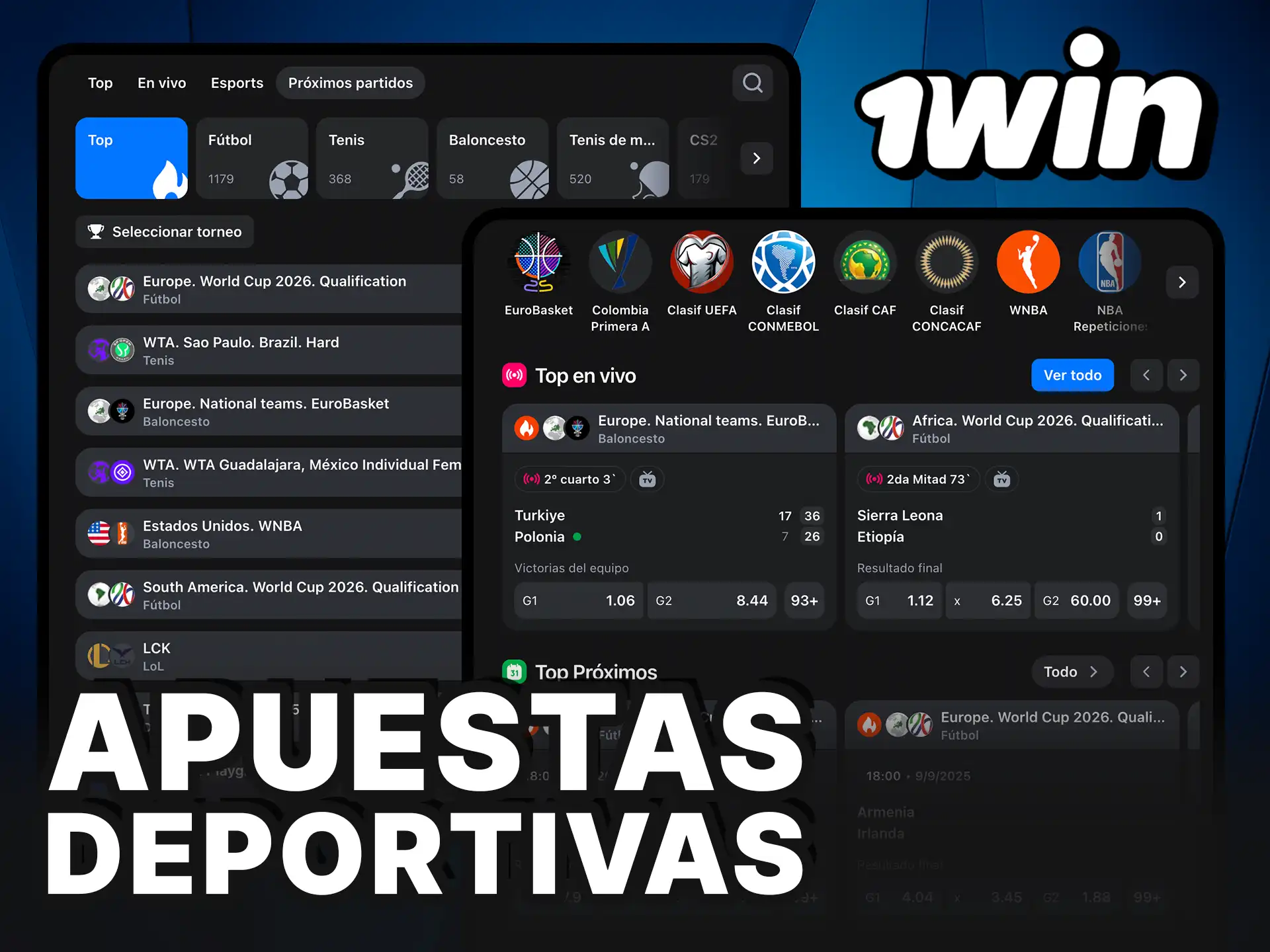 Apuestas deportivas en 1Win con las mejores cuotas.