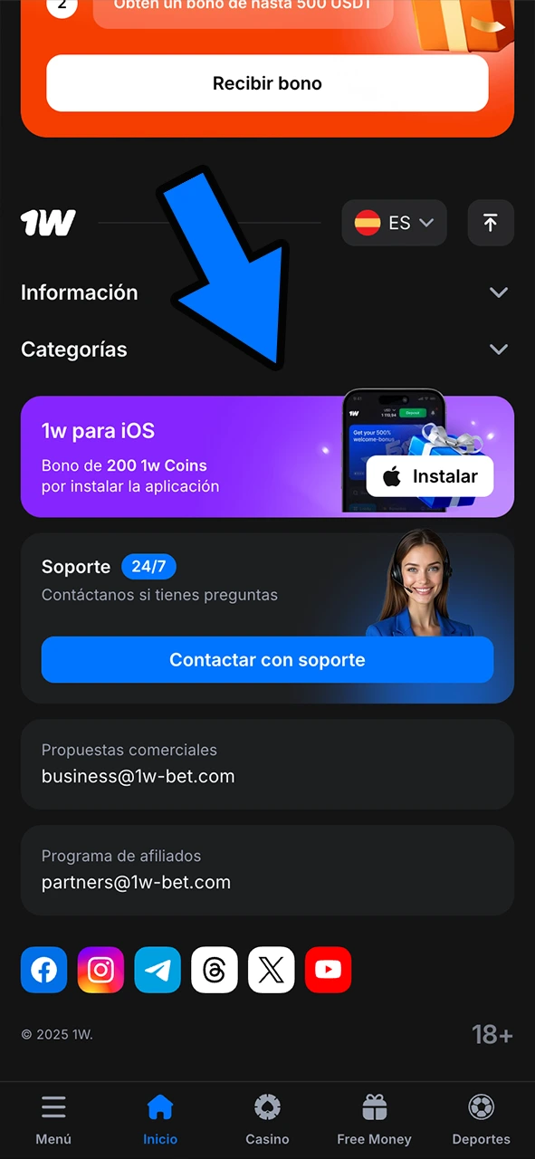 Comienza la descarga de 1Win en tu iPhone y juega al instante.