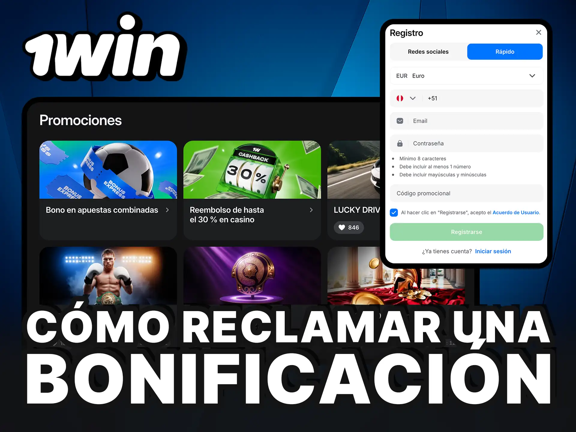 Cómo reclamar una bonificación en 1Win fácilmente.