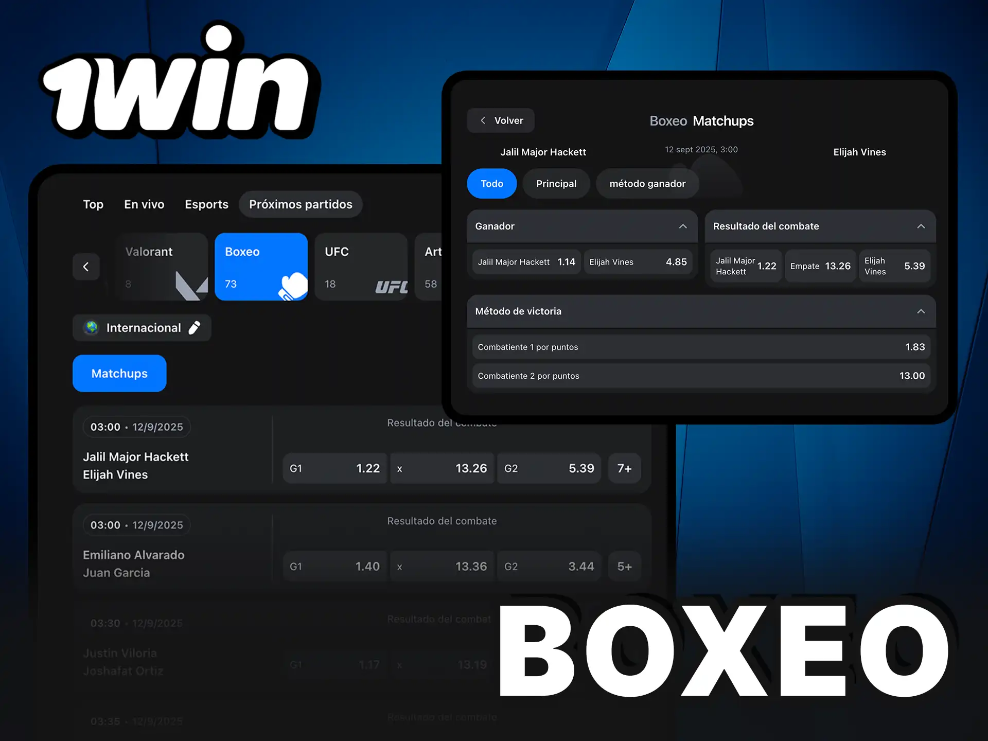 Boxeo con las mejores cuotas en 1Win.