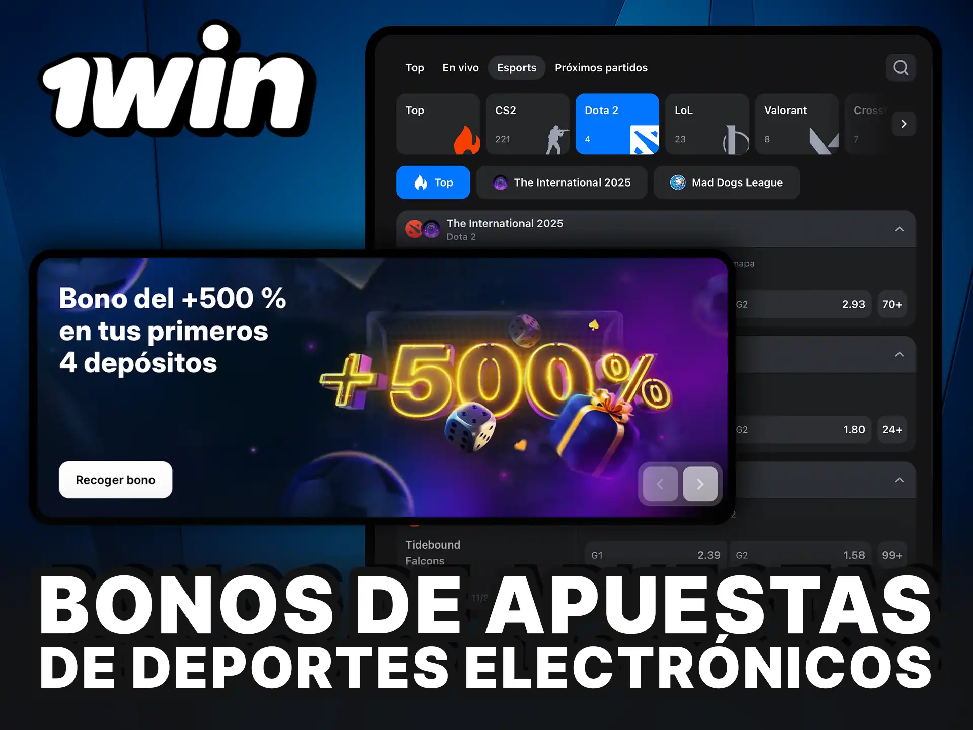 Bonos exclusivos de apuestas en deportes electrónicos en 1Win.