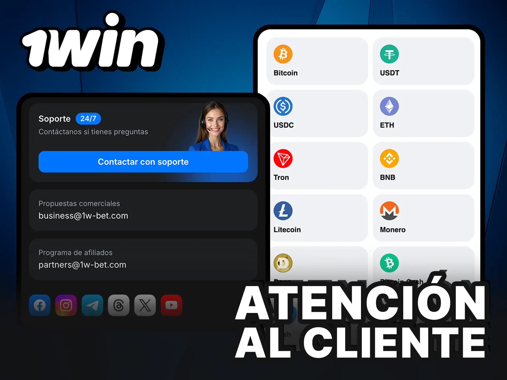 Formas de ponerse en contacto con el servicio de atención al cliente de 1Win.