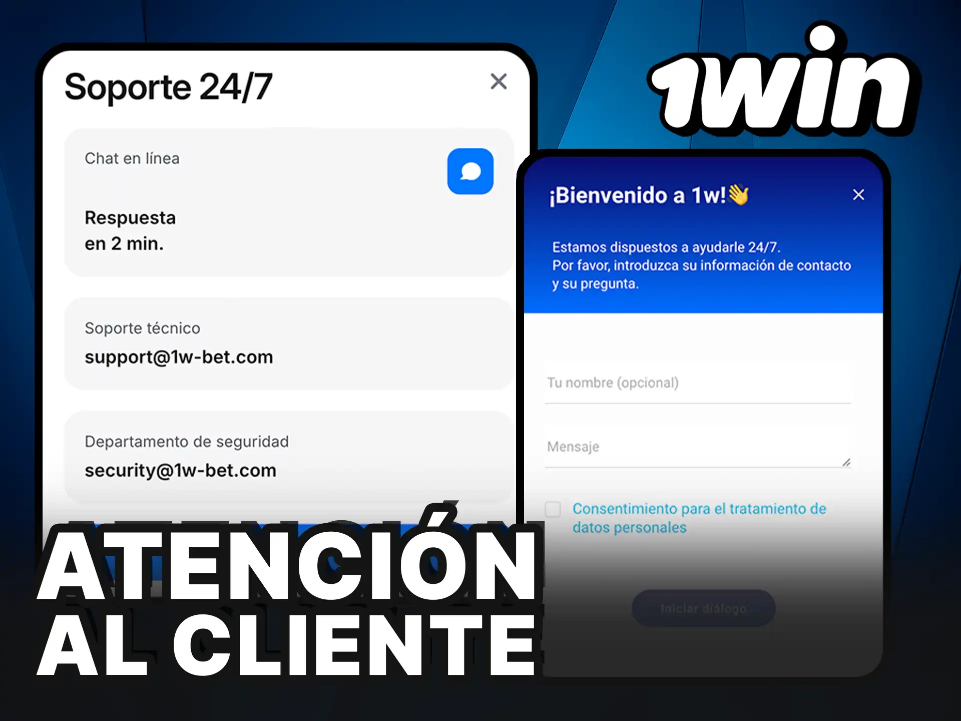 Atención al cliente de 1Win siempre disponible.