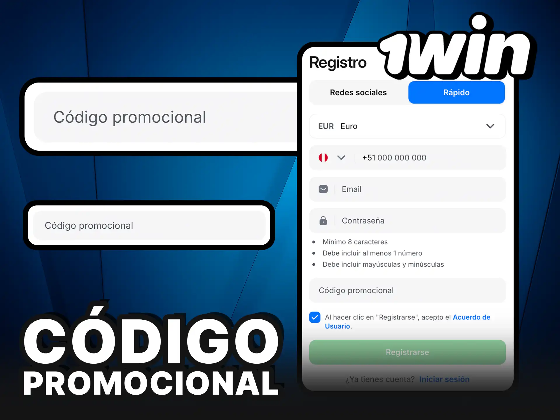 Usa un código promocional en 1Win y recibe recompensas.
