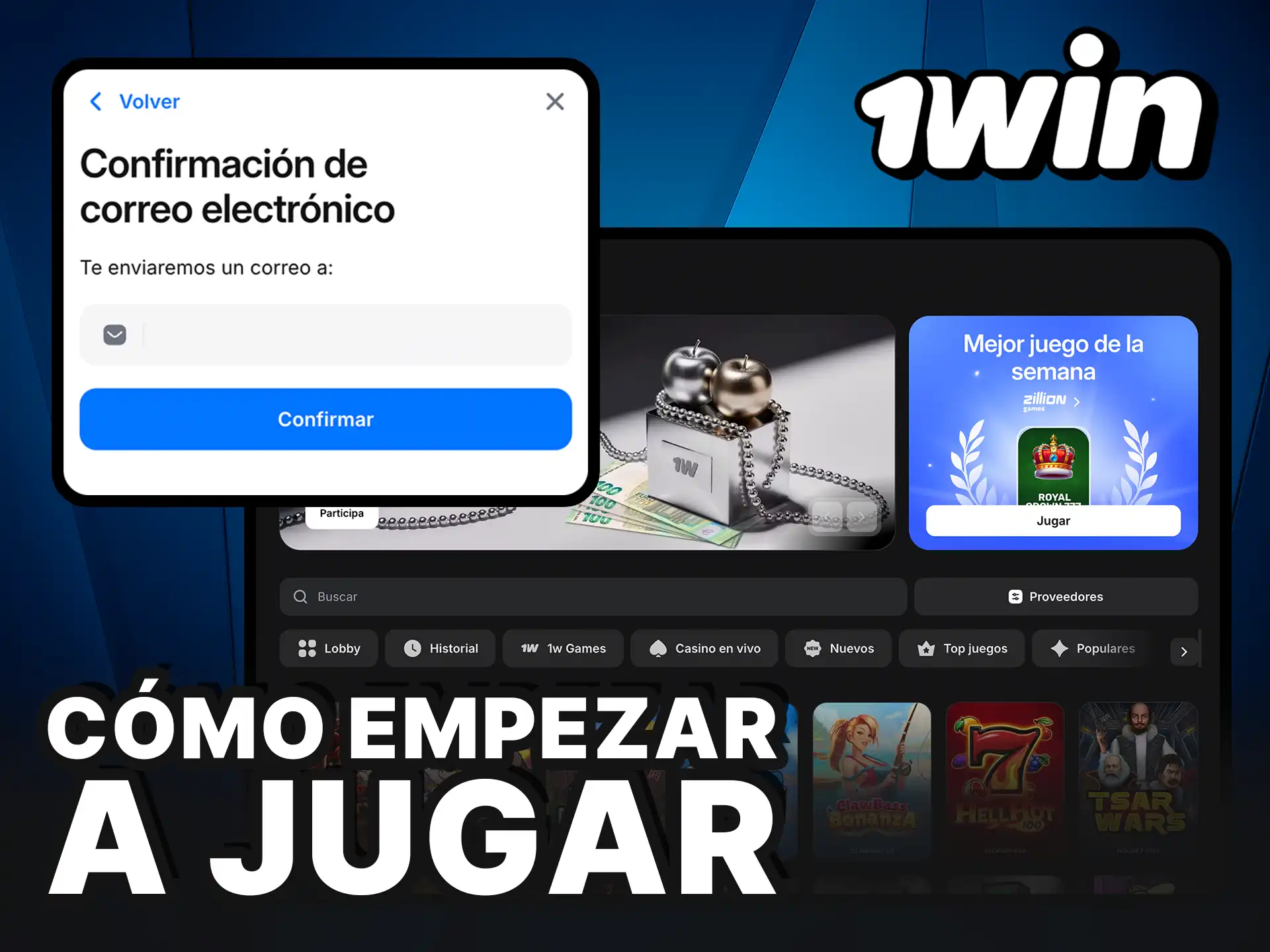 Cómo empezar a jugar en 1Win paso a paso.