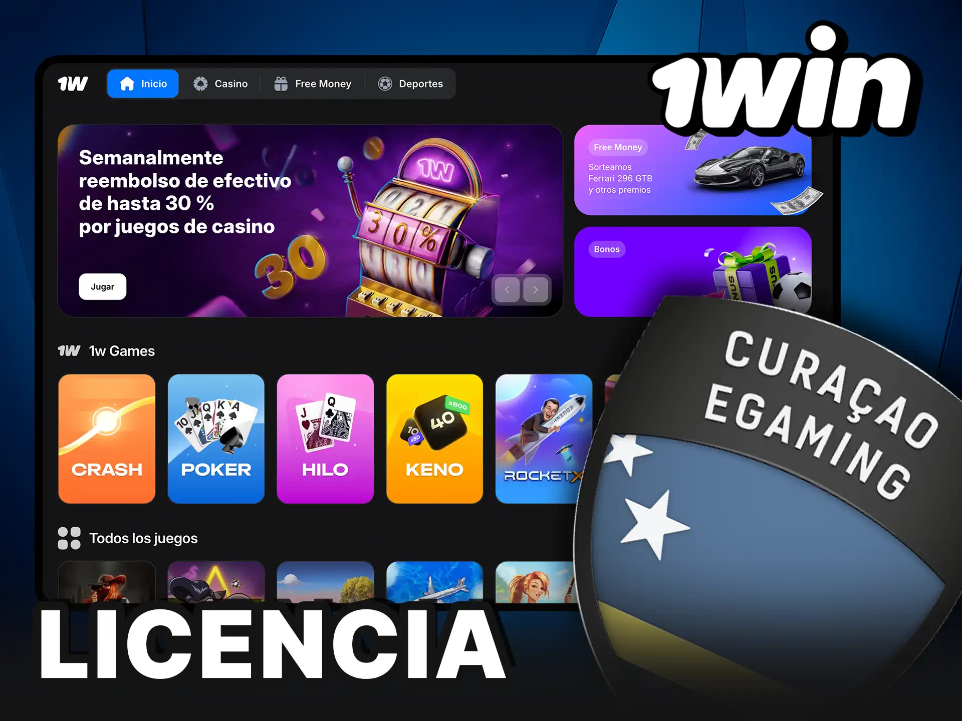 Licencia oficial de 1Win para un juego seguro.
