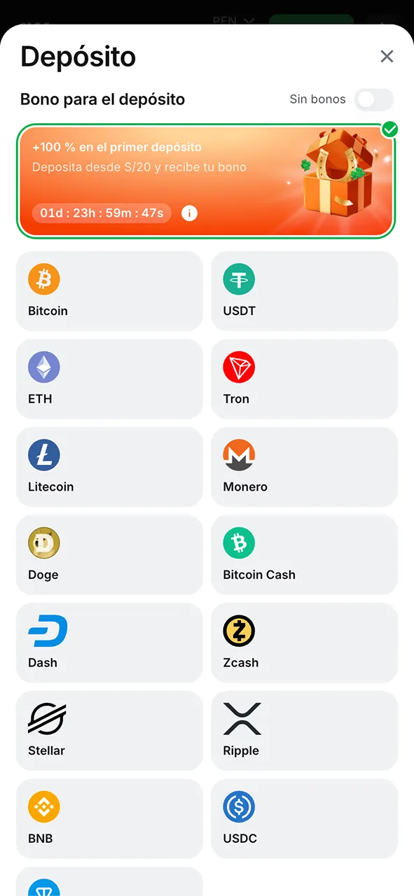 Haz un depósito para obtener y usar el código promocional de 1Win y empieza a apostar.