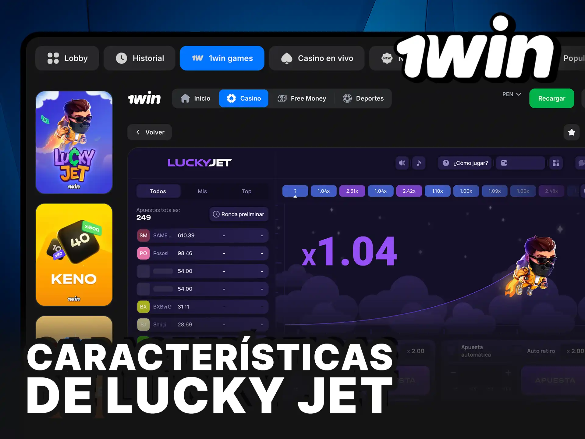 Descubre las características de Lucky Jet y aprovecha las apuestas rápidas para ganar en 1Win.