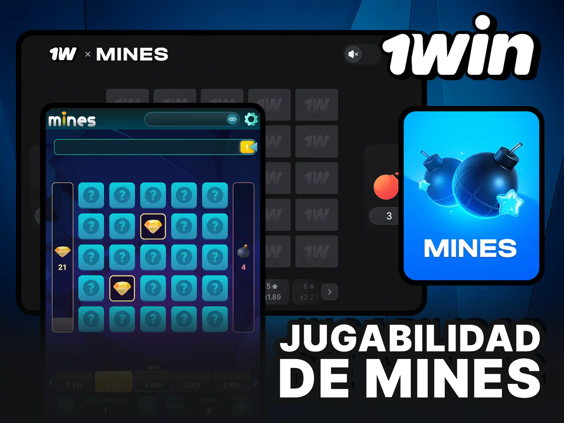 Observa la jugabilidad de 1Win Mines y aprende a ganar con la estrategia de riesgo.