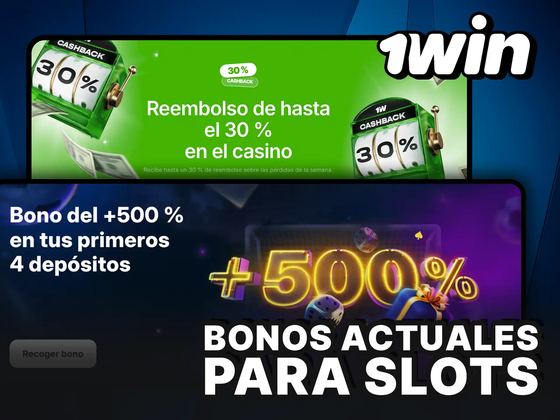 Reclama los bonos actuales para Slots y juega con más saldo en 1Win.