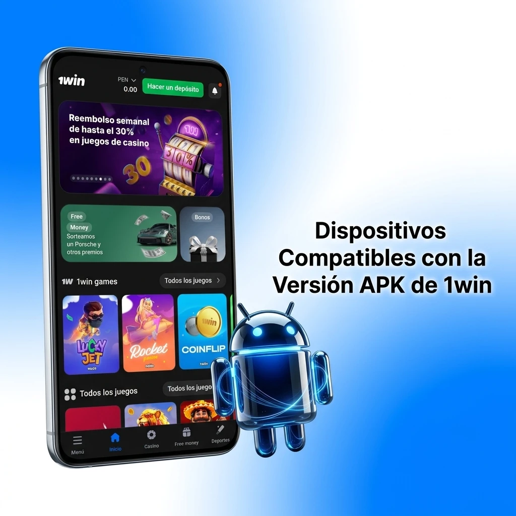 Dispositivos Android compatibles con APK de 1win: Samsung, Xiaomi, Huawei, Sony y más con Android 5.0+
