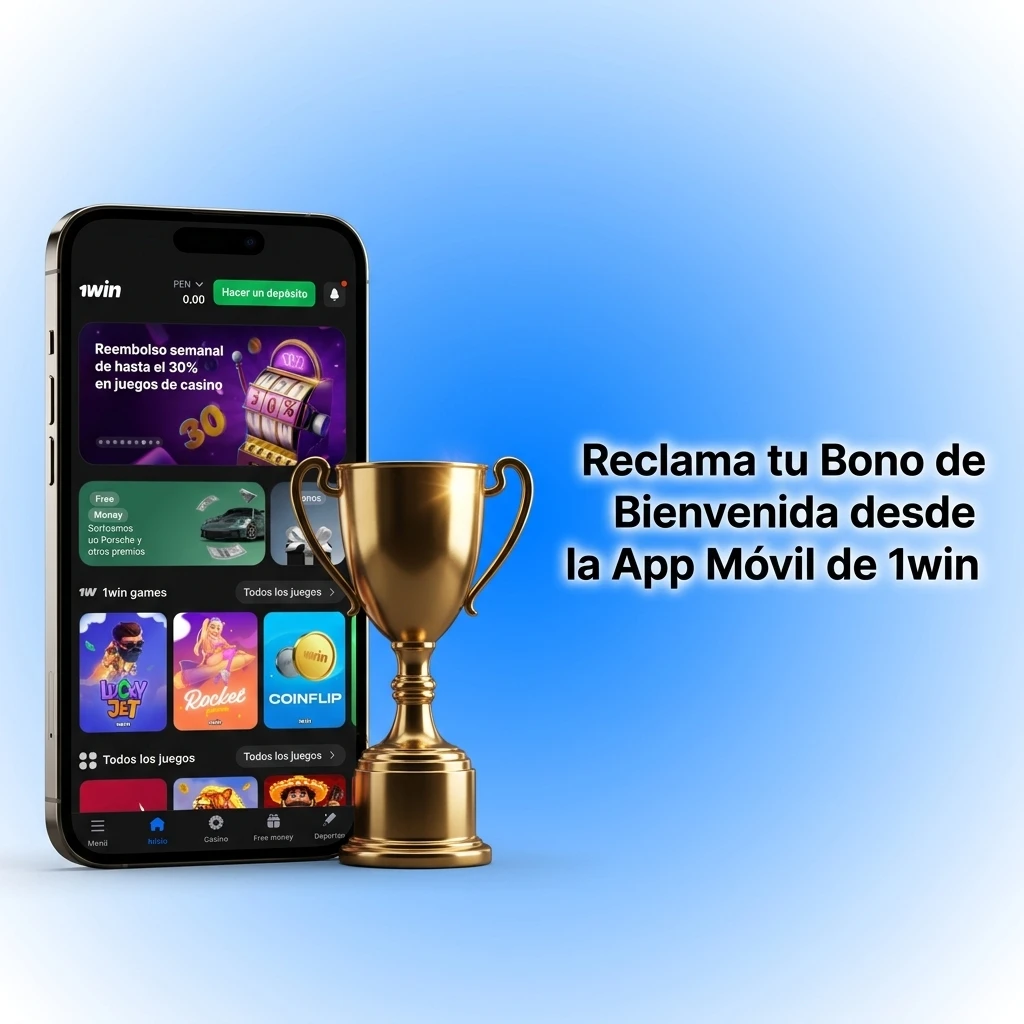 App móvil de 1win para reclamar bono de bienvenida en Android e iOS con casino y deportes